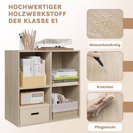 Bibliothèque Woltu - 29 x 59,8 x 59,6 cm - Modèle sur pied - 4 compartiments - Blanc