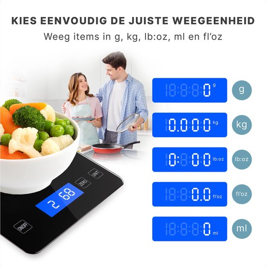 S.old Digital Kitchen Scales - Balance de cuisine - Rechargeable par USB - 1gr à 10kg - Fonction Tare - Noir