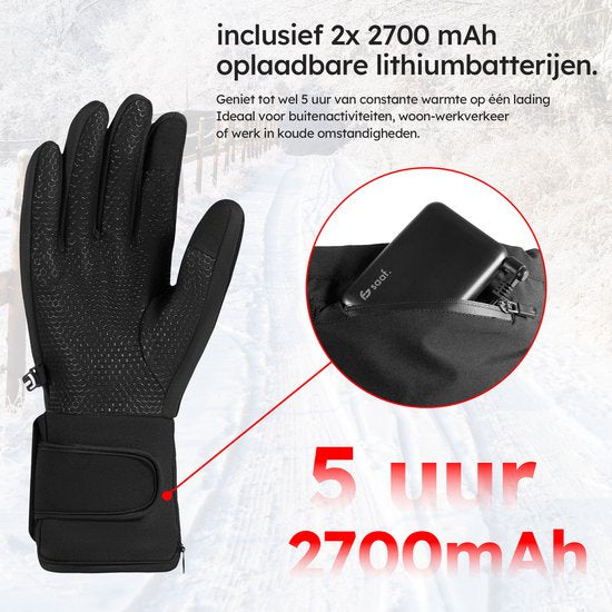 Gants chauffants - Light XL - 3 réglages - Gants électriques - Résistant à l'eau et au vent - Gants chauffants rechargeables - Noir - Saaf Comfort