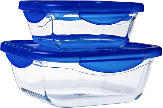 Pyrex - Cook & Go Bowl Square with Lid Set of 2 Pieces - Verre borosilicaté - Transparent -