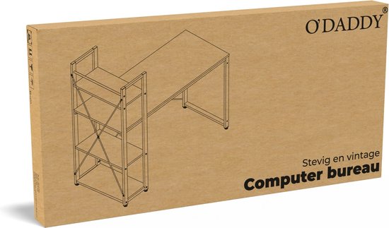 O'DADDY® Bureau avec pieds réglables - Table de bureau - Table d'ordinateur - Bureau de jeu - Petit bureau de jeu - Meuble de bureau - 120 x 60 cm - Bibliothèque - Bureau d'ordinateur - Marron