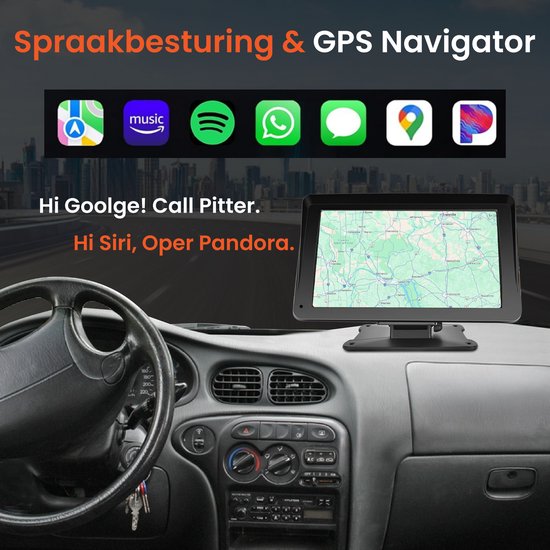 Skoov Écran Carplay - Sans fil - Avec caméra de recul - Installation facile - Pour voiture Apple & Android - Noir
