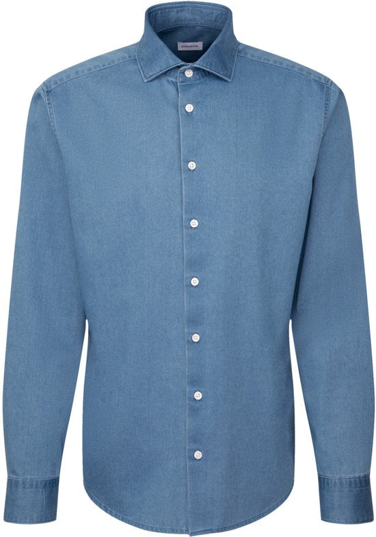 Chemise Seidensticker regular fit - sergé - bleu - sans repassage - Taille du cordon : 46