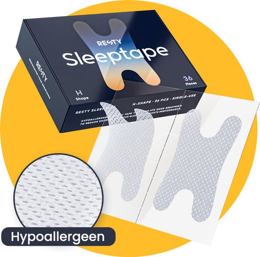 Resty® Bande buccale en forme de H - 36 pièces - Bande buccale anti-ronflement - Myotape - Hypoallergénique - Pour les peaux très sensibles - Taille unique