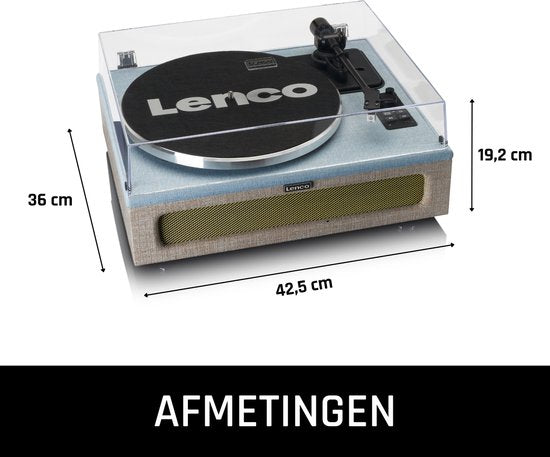 Lenco Record Player avec Bluetooth - Quatre haut-parleurs intégrés 40W RMS - LS-440BUBG - Bleu Gris