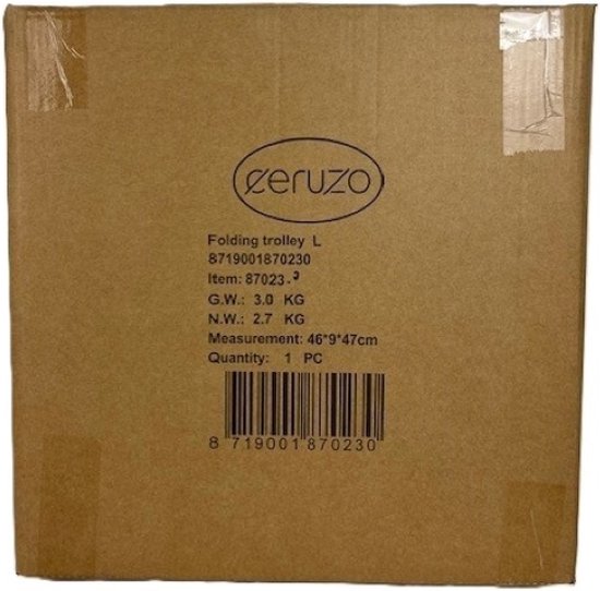 Ceruzo Chariot de supermarché avec caisse pliante - 50 litres avec 2 roues - pliable - caisse de supermarché - noir