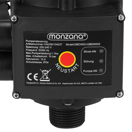 Deuba Pressostat pour pompe à eau AVEC câble 10Bar