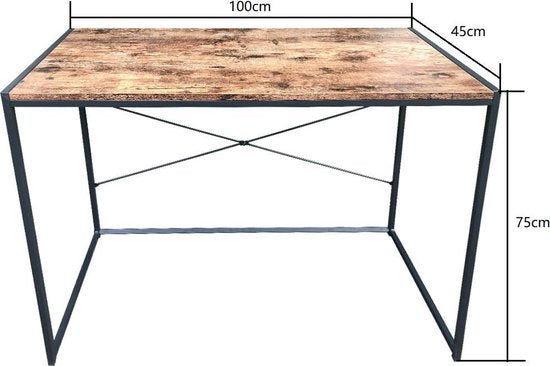 VDD Industrial Vintage Design Desk Sturdy - table pour ordinateur portable - industrielle - 100x45x75 cm