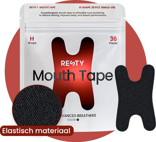 Resty® Advanced H-Shape Mouth Tape - 36 pièces - Hypoallergénique, résistant à la transpiration et très adhérent - Pour une respiration nasale calme (Taille unique)