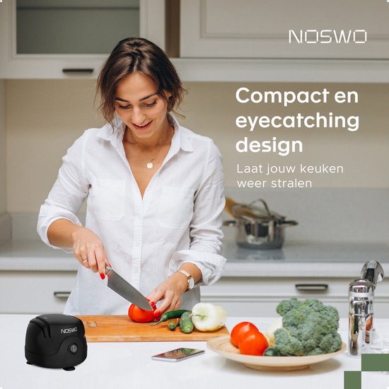 Noswo Aiguisoir électrique pour couteaux - Multifonctionnel - Convient aux couteaux, tournevis et ciseaux - Antidérapant - Noir