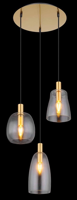 Globo - lampe suspendue - Garri - laiton - verre - Ø 43cm - E14 - 15789-3HM