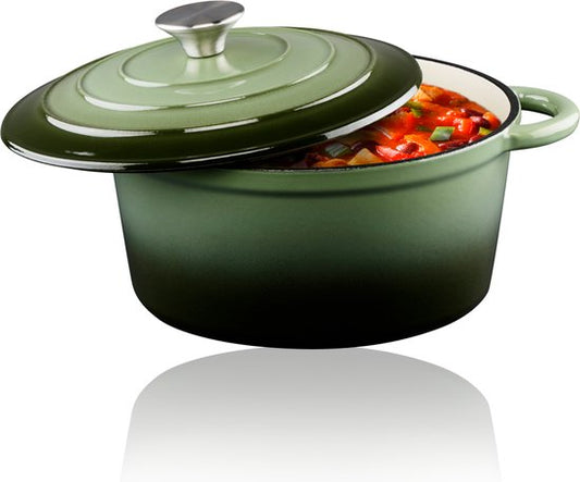 alpina Casserole en fonte avec couvercle - Plaque de cuisson ⌀ 24 cm - Toutes sources de chaleur - Vert