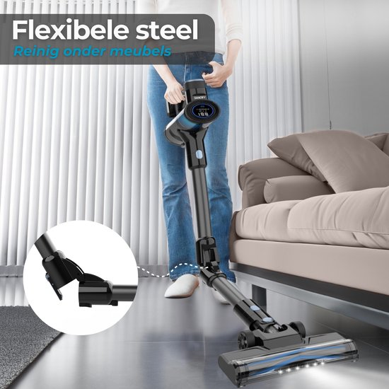 Sanovy Turbo Flex X28 Aspirateur à manche sans fil - Sans sac - Alimentation par batterie - 350W - 28Kpa - Avec accessoires - Aspirateur sans sac sans fil
