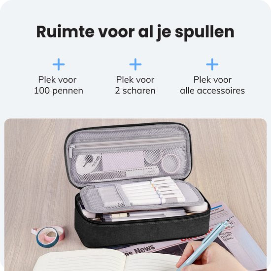 Diydash Etui - Trousse à crayons - Trousse scolaire - Grand Etui - Fournitures scolaires - Trousse Scolaire - Pour filles, garçons et adultes - Noir