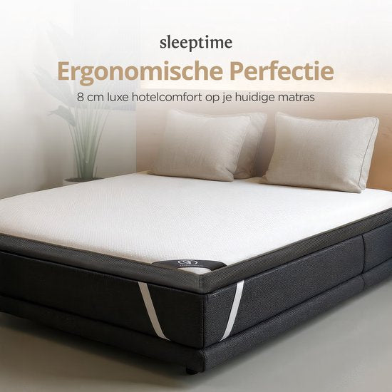 Sleeptime Twin Motion Topper 90x200 cm - Surmatelas - Surmatelas - Mousse à mémoire de forme Hybrid Gel - Fermeté moyenne - Epaisseur 8 cm