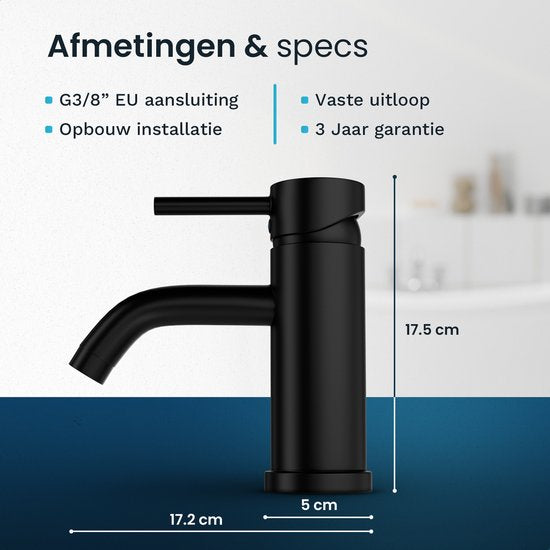 Mirlux Wash Basin Tap Black - Wash Basin Mixer Bathroom - Basin Tap - Basin Tap/WC Tap - Faucet - Cold & Hot Water Tap - Toilet Tap Cold & Hot Water