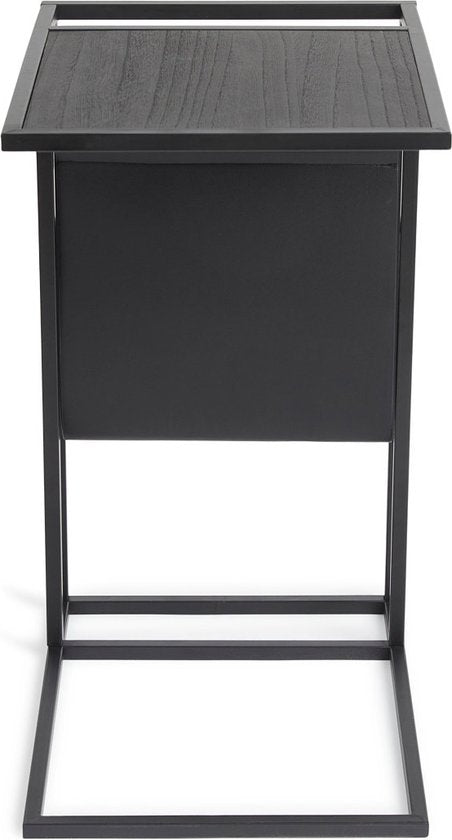 Lifa Living Porte-revues Manhattan Noir- Bois, Cuir Pu - Noir- 35x45x63 (LxLxH)