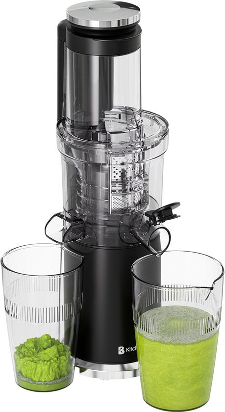 KitchenBrothers Slowjuicer - Vertical - Presse-agrumes - Presse-légumes et fruits - 80 mm - 750 ml - Noir