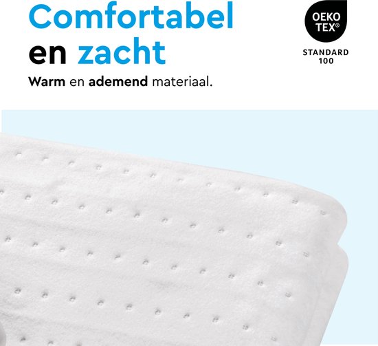 BRASQ Couverture électrique 150x80 cm - 1 personne - Couverture chauffante - 3 niveaux de chaleur - minuterie et télécommande - Couverture chauffante à économie d'énergie 60W