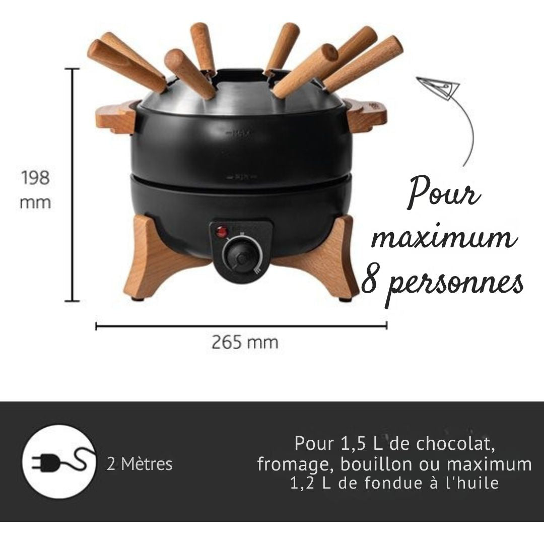 Set à fondue électrique Boska Party - 2.3L - Pour fondue au fromage, fondue au chocolat, fondue Hotpot et fondue au bouillon - Avec régulateur de température - noir