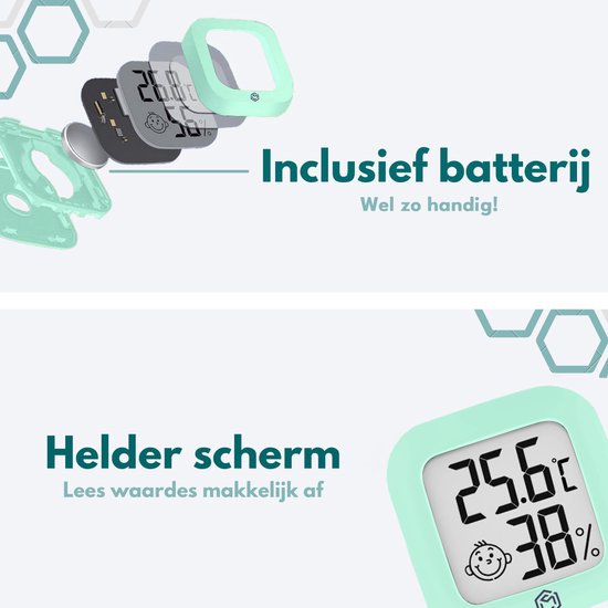 Ease Electronicz Hygromètre - Station météo - Humidimètre - Thermomètre pour l'intérieur - Pile et bande adhésive incluses
