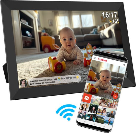Cadre photo numérique Denver 15,6 pouces - XL - Full HD - Frameo App - Cadre photo - WiFi - 32GB - IPS Touchscreen - PFF1504