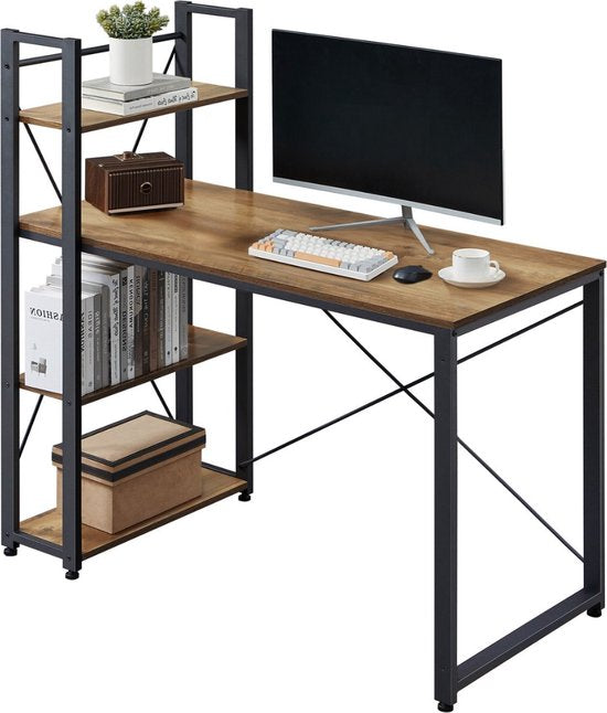 O'DADDY® Bureau avec pieds réglables - Table de bureau - Table d'ordinateur - Bureau de jeu - Petit bureau de jeu - Meuble de bureau - 120 x 60 cm - Bibliothèque - Bureau d'ordinateur - Marron