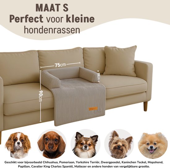 By Cee Cee Original Dog Rug Bench - Panier pour chien - Premium - Entièrement zippé - Tissu côtelé - Mocha Taupe - 75x90 - Taille S