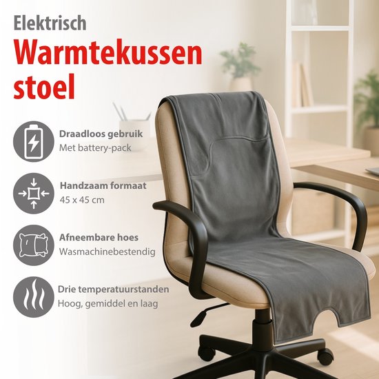 alpina Heat Pad Rechargeable - Coussin chauffant électrique sans fil avec arrêt automatique - Coussin chauffant pour chaise ou usage extérieur - Coussin chauffant pour chaise noir