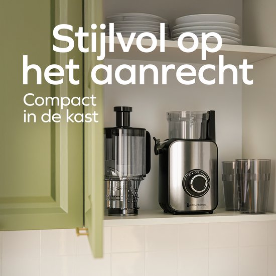 KitchenBrothers Slowjuicer - Vertical - Presse-agrumes - Presse-légumes et fruits - 126 mm - 750 ml - Noir