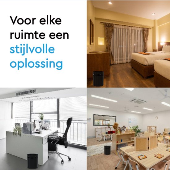 BRASQ Trashcan Metal Office/Home Use - Poubelle - Corbeille à papier - Rond - Poubelles - Noir 15 litres