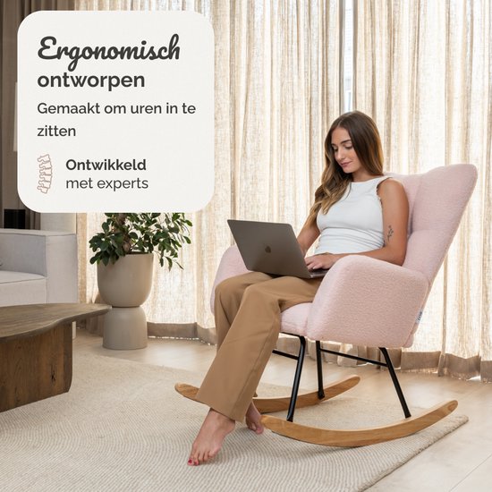 SITTT Fauteuil à bascule - Fauteuil de relaxation pour la chambre de bébé - Fauteuil - Chaise d'allaitement - Rose clair