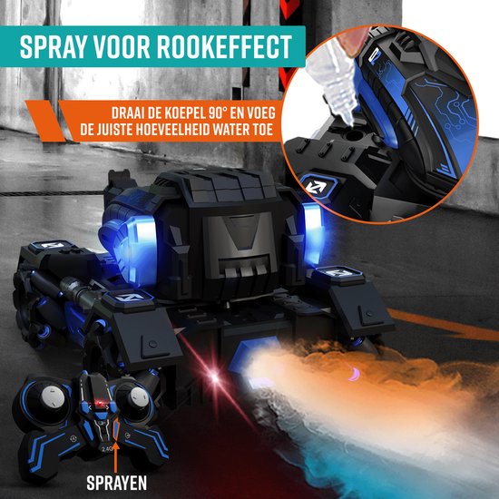 NAPI Véhicule contrôlable - RC Tank avec balles, 2 piles et générateur de fumée - RC Car for Boys - Outdoor Toys - Racing Cars - Outdoor Toy Car - Radiographic - Tank Slider