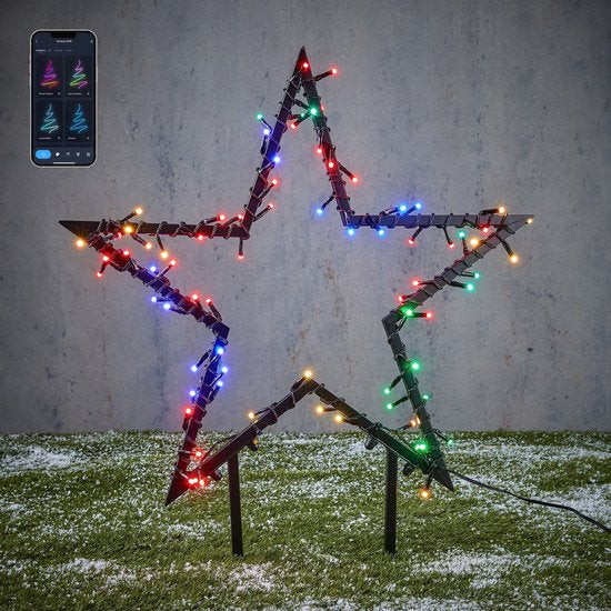 Décoration Noël - Luca Lighting - Piquet de jardin avec 80 LED - H73 x Ø60 cm - RGB