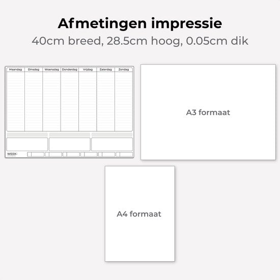 Systemyze Week Planner Whiteboard - Tableau de planning magnétique - Planning mensuel magnétique - Avec marqueurs et gomme - Format A3