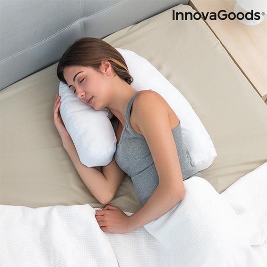 InnovaGoods Oreiller Relax Sleep - Oreiller ergonomique pour le corps - Oreiller en forme de U pour le sommeil latéral - 60% Polyester - Blanc