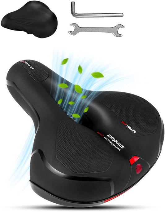 Selle de vélo unisexe 100% imperméable - Housse de selle incluse - Ergonomique - Avec suspension - Selle vélo - Vélo de route - Selle avec gel - Vélo de montagne - Femme - Selle - Accessoires - Selle jupe femme - Porte-vélos - Rail de selle - Noir - Prosk