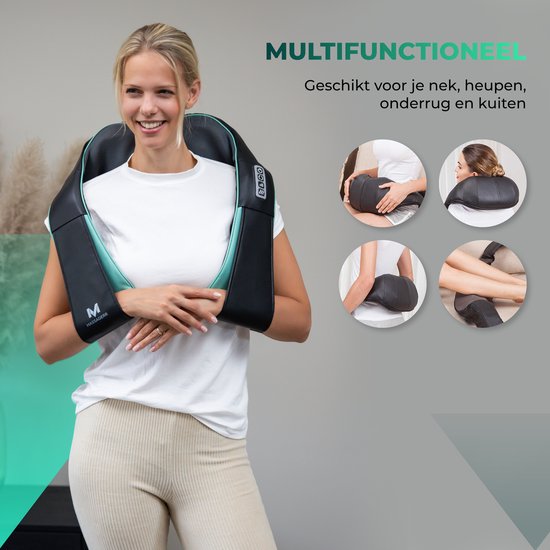 Massagerr® Shiatsu Massage Cushion 2.0 - Wireless - Neck Massage Device - Incl. Carrying Case and Stress Ball - Appareil de massage pour le dos, le cou et les épaules - Infrared Heat Function - Back Massage - Massage Devices