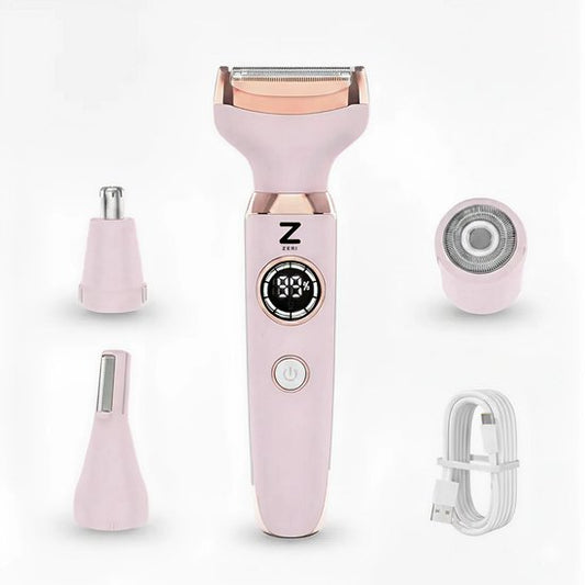 Rasoir pour femmes - Rasoir 4 en 1 - Aisselles - Jambes - Tondeuse - Sourcils - Nez - Zeri