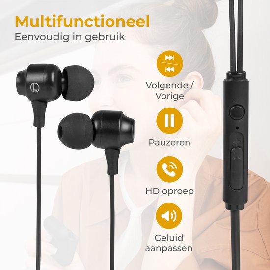 Nuvance - Ecouteurs avec fil - Connexion jack 3,5 mm - Ecouteurs avec fil - Ecouteurs intra-auriculaires avec fil et microphone - Noir