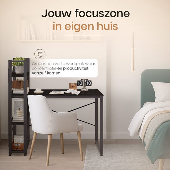 O'DADDY® Bureau avec pieds réglables - Table de bureau - Table d'ordinateur - Bureau de jeu - Petit bureau de jeu - Meuble de bureau - 120 x 60 cm - Porte-livres - Bureau d'ordinateur - Noir