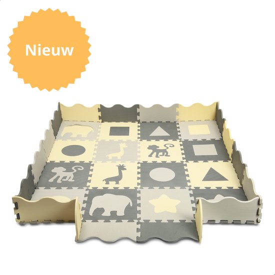 Puzzle Mat Baby - Tapis de jeu pliable en mousse - Tapis de jeu pour bébé - Gris