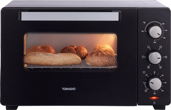 Tomado TEO3000B - Four posable - 30 litres - 1600 watts - Air chaud - 3 niveaux d'encastrement - Noir