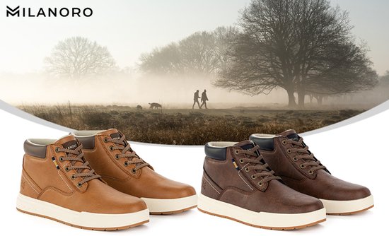 Milanoro - Baskets confortables pour homme - Cognac - Taille 45