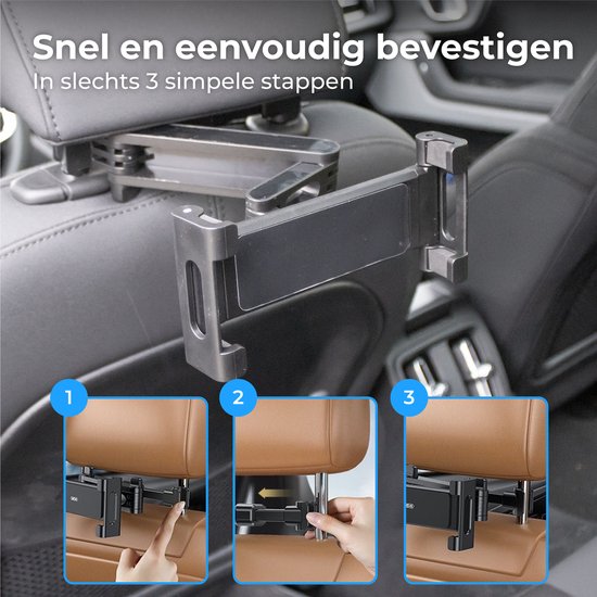 Nuvance - Support de tablette pour voiture - Inclinable et pivotant - Support de tablette - Support d'appui-tête - Convient à la Nintendo Switch et au téléphone