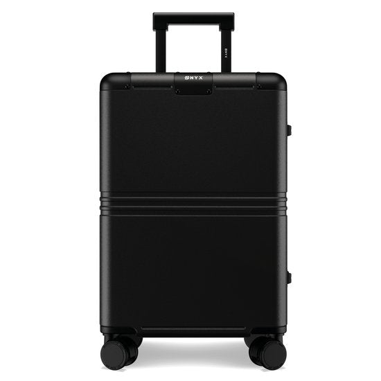 ONYX Hybrid Pro Hand Luggage Suitcase 35 Litres - Polycarbonate recyclé et design sans fermeture éclair - Valise de voyage avec serrure TSA et roues pivotantes - Trolley léger - Onyx Black
