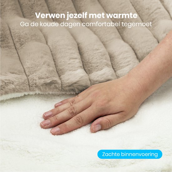 Couverture électrique Auronic - 200 x 180cm - 2 personnes - Couverture chauffante - 3 niveaux de chaleur - Peluche - Couverture chauffante - Taupe