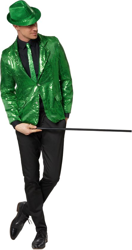 Dressforfun Manteau paillette homme vert XXL - Robe de soirée Halloween costume de soirée carnaval robe de soirée - 303945