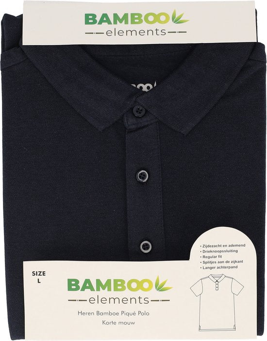 Bamboo Elements - Polo Homme - Bleu marine XL - Polo Homme - Manches courtes - Tissu piqué - T Shirt Homme - Bamboo