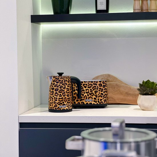 Bouilloire Panthère tendance Bourgini - Bouilloire élégante imprimée panthère pour les cuisines modernes